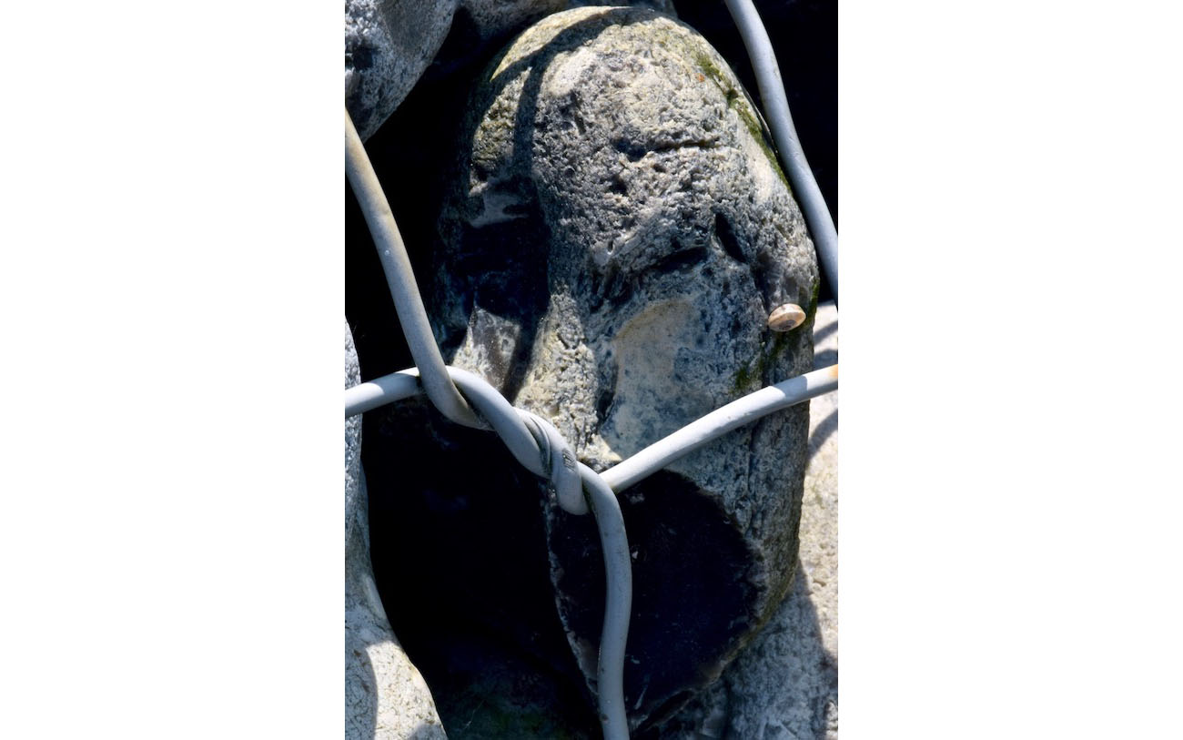 L'enfer du gabion 5- Le cri derriere le grillage- Les pierres du chemin - Photo J Lamy-2019- S portfolio. Evocation du tableau de Munch, Le Cri.